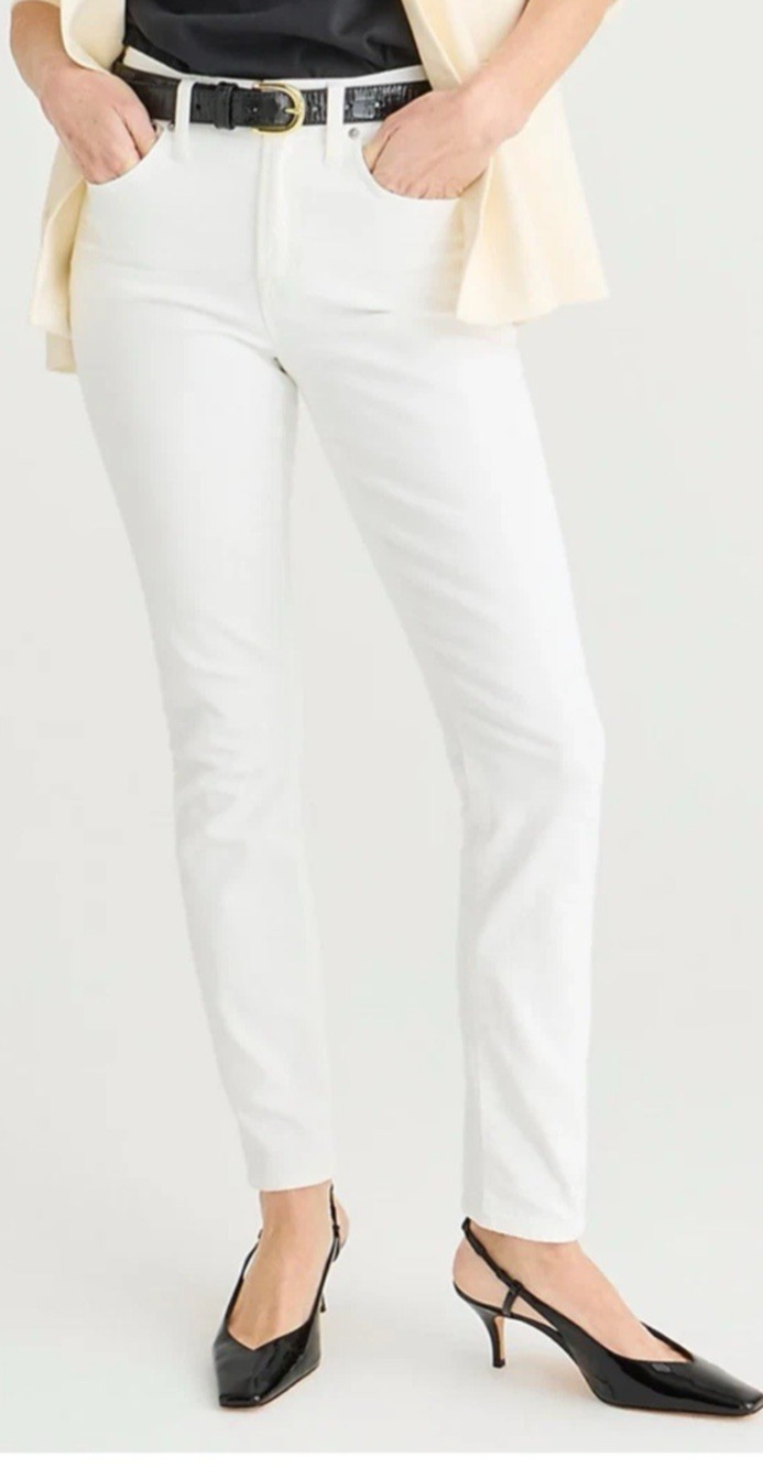 JCREW Size 25 9" High Rise Toothpick Skinny Jeans in White Zip white 25" x 28"